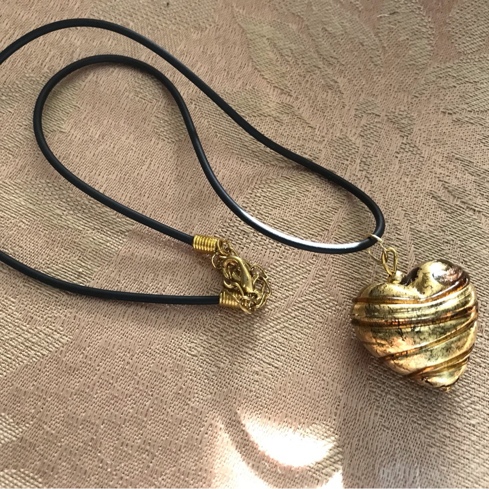 Distressed Art Glass Heart Pendant